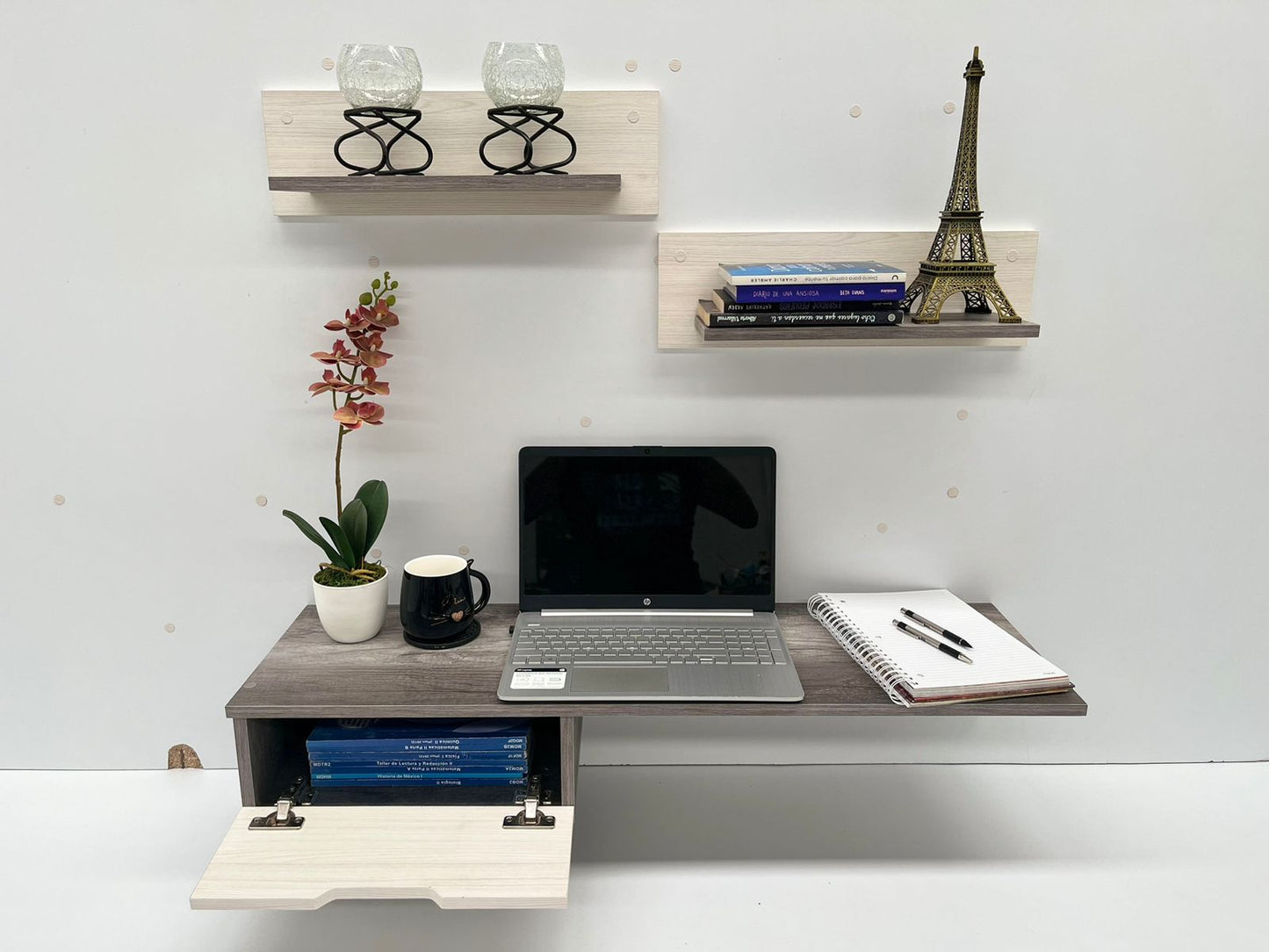 Escritorio Flotante + 2 Repisas – Modelo BREED