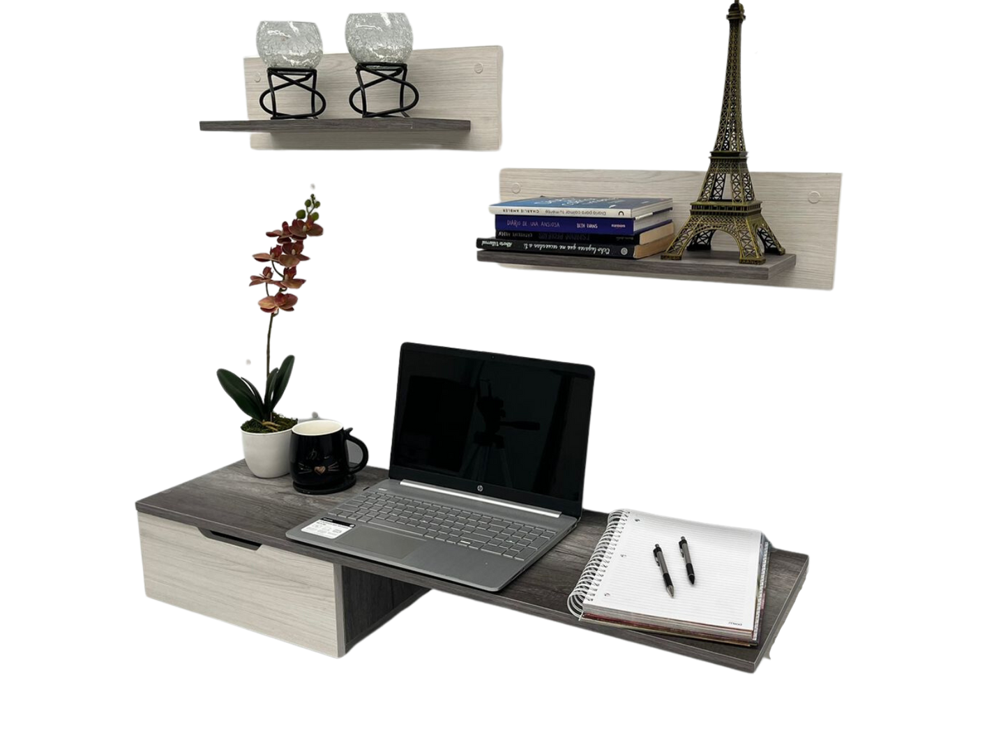Escritorio Flotante + 2 Repisas – Modelo BREED