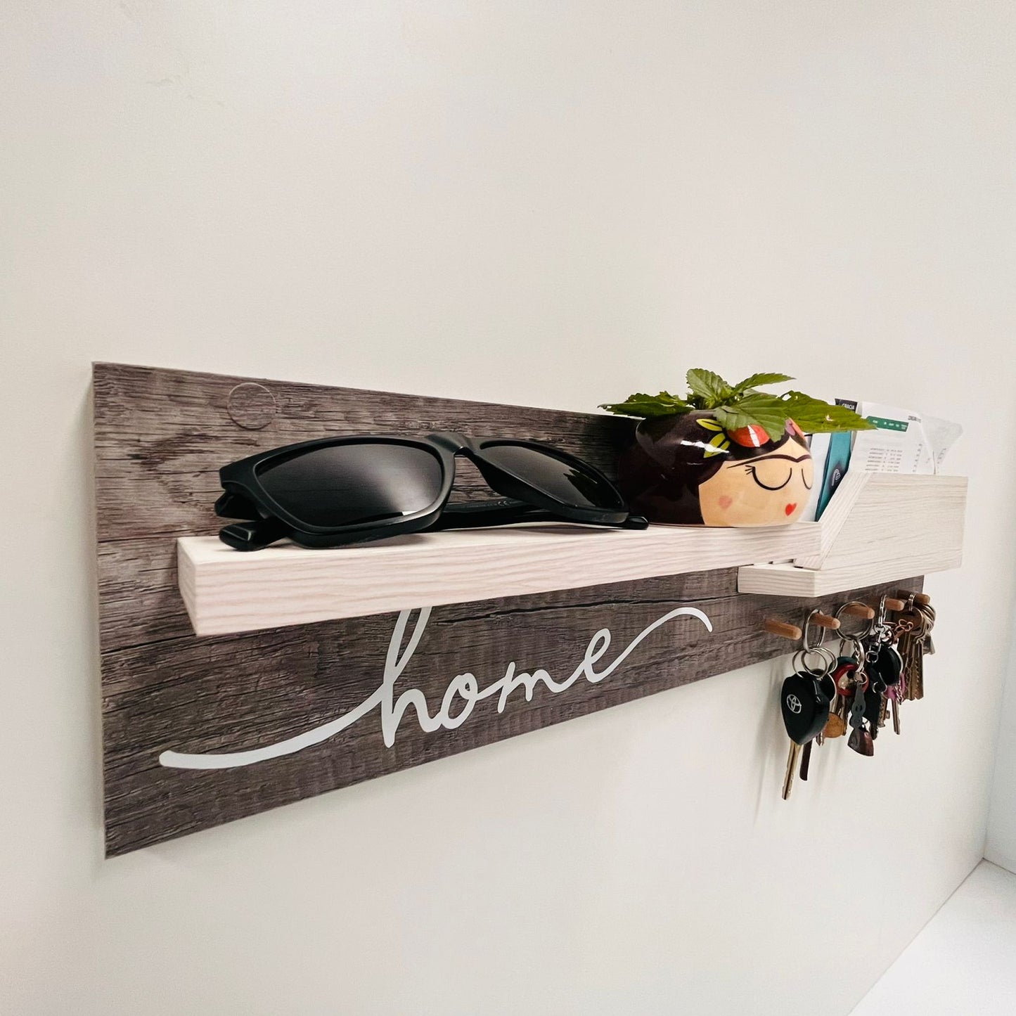 Repisa Porta Llavero con Papelera