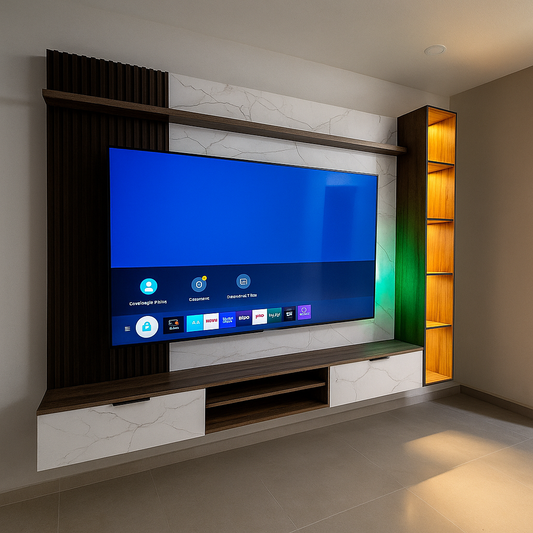 Panel para TV - Modelo Shaped PRO (librero/Luz)