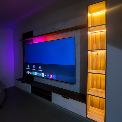 Panel para TV - Modelo Shaped PRO (librero/Luz)