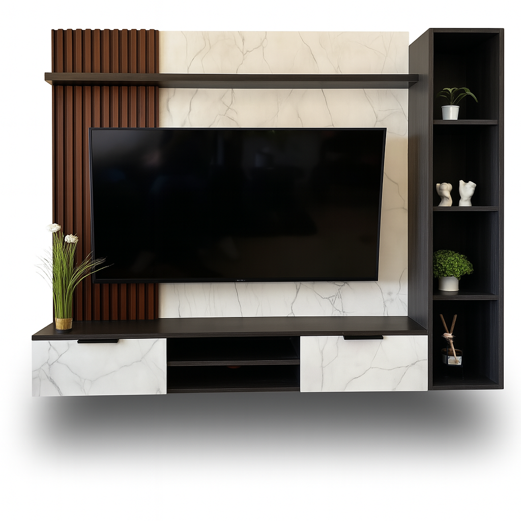 Panel para TV - Modelo Shaped PRO (librero/Luz)